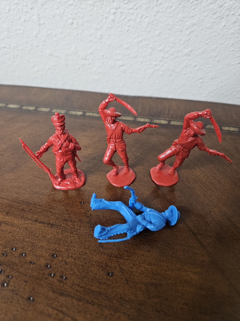 Vintage 90s Red and Blue Toy Soldier Figures Set of Four